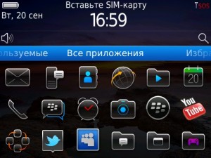 Меню BlackBerry 9780 (Bold)
